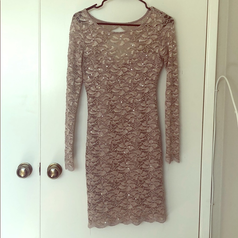 Beige Mini dress above the knee